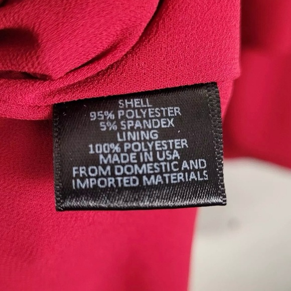 CHARLES HENREY Dress XSmall Garnet Red Ruffle Bell Sleeves vneck sheath dress - Picture 3 of 5